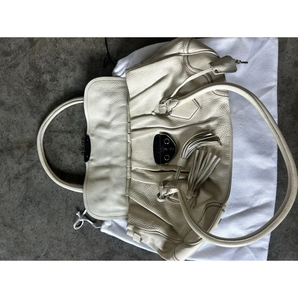 Prada  Leather Vitello Daino Push Lock Shoulder Bag Authentic - Picture 14 of 16